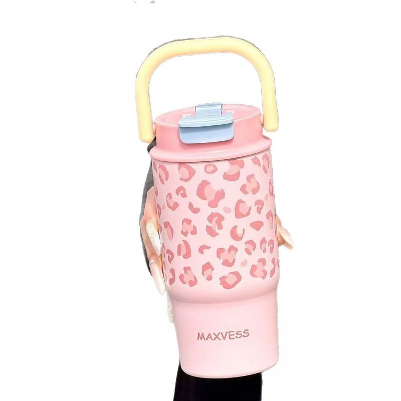 Stainless Steel Double-Lid Insulated Travel Mug 650ml Women Men Students Office Car Use Leakproof Portable Thermos