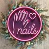 1pc Pink Neon Sign Nail Salon Decor, 20x20cm Round Laser Cut Iron Wall Art Hanging
