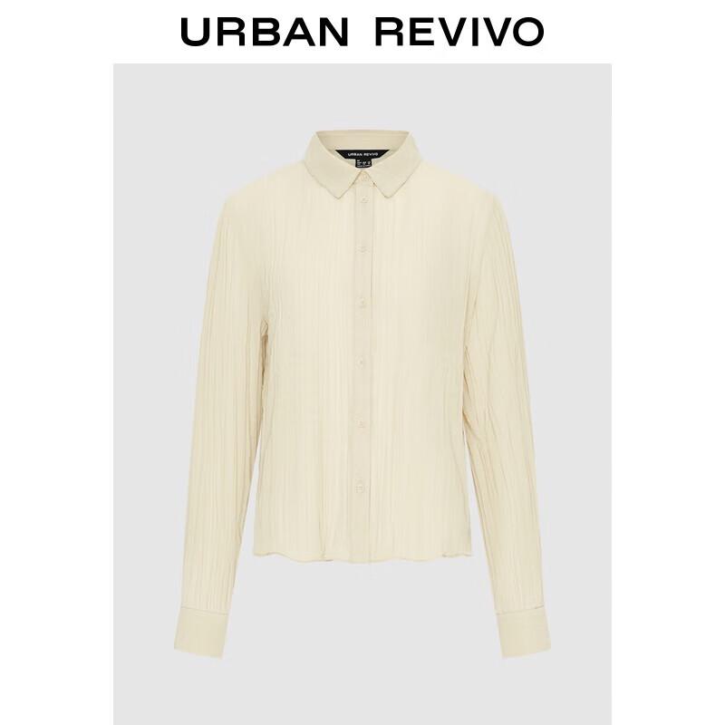 UR Women s Pleated Texture Button-Front Shirt M