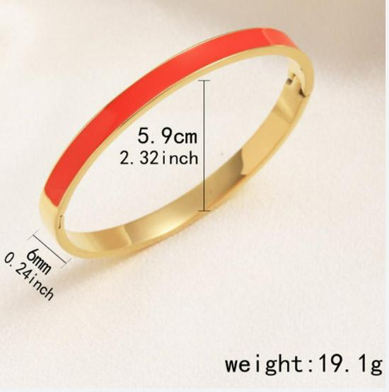 Kvinners 4 mm Gull Emalje Titanstål Armbånd med Spenne