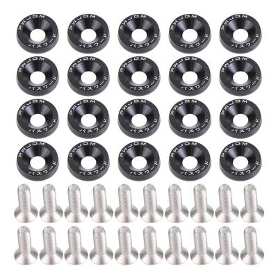 20pcs Fender Washers M6 Bolts License Plate Bumper Washers Screws Decorative Gasket Bolts Black
