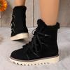 Women's Winter Boots with Thick Non-Slip Rubber Sole Pink Lace-Up High-Ankle Snow Boots