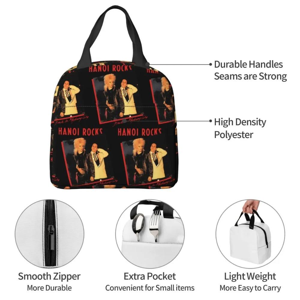 Hanoi Rocks Insulated Lunch Bag for Women Office Cooler Thermal Food Box Tote Portable Lunch Boxes Container