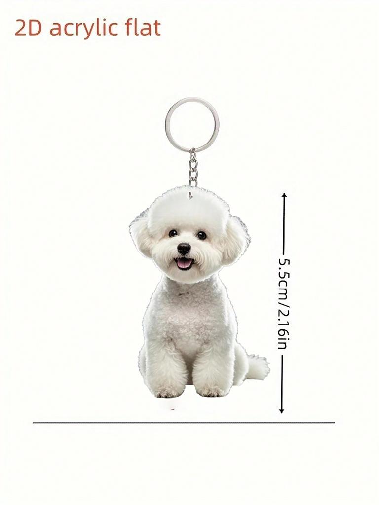 Niedlicher weißer Welpen-Schlüsselanhänger, perfektes Geschenk für Tierliebhaber, personalisierter Hunde-Schlüsselanhänger - leicht und langlebig, Rucksackdekoration