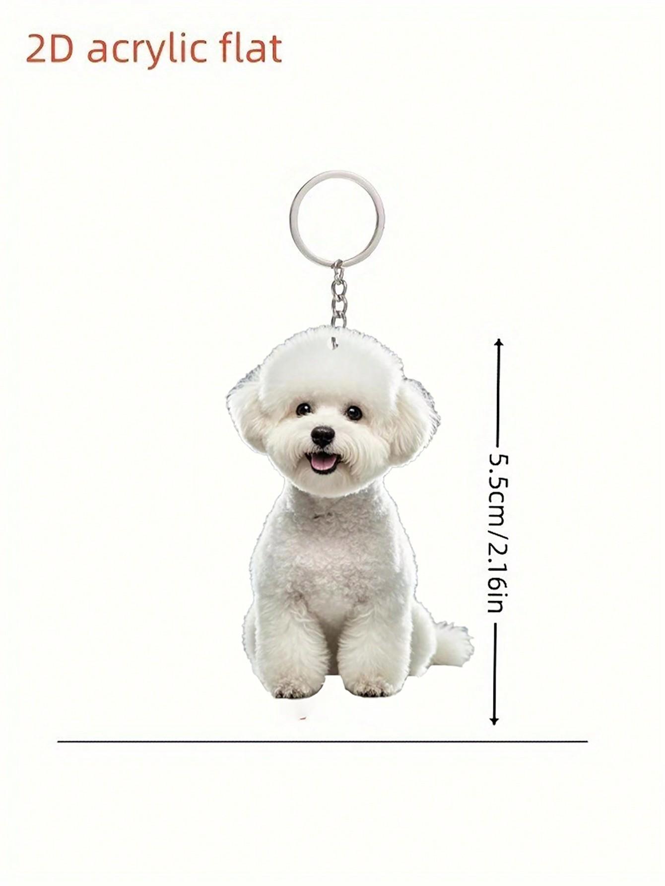 

Милый белый брелок для щенка, идеальный подарок для любителей домашних животных, персонализированный брелок для собаки - легкое и прочное украшение для рюкзака