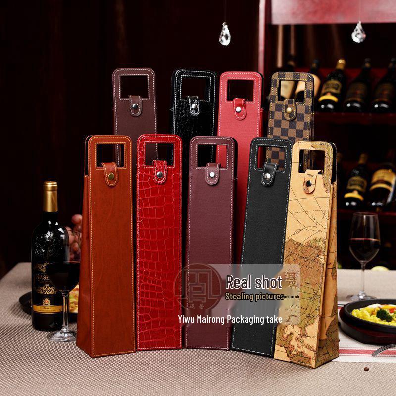Borsa regalo in pelle per bottiglie di vino singole o doppie