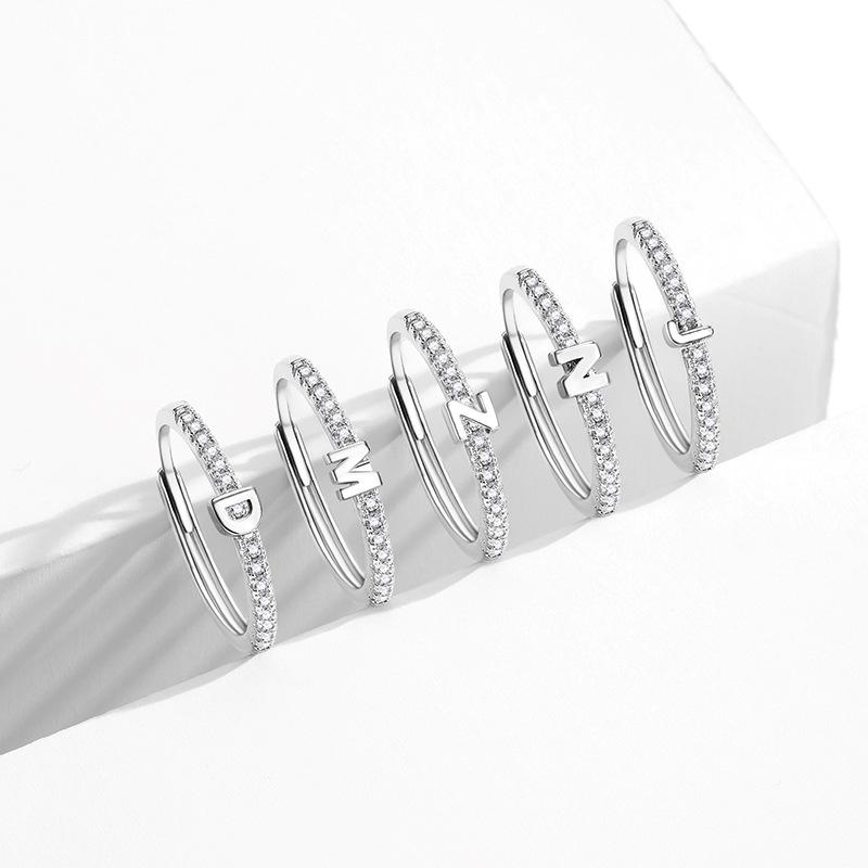2026 Fashion Street Shoot Simple 26 English Letters Ring Opening Jewelry Accessories A