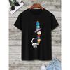 New Men's Cartoon Astronaut and Planet Print T-Shirt Best Selling Cotton Short Sleeve Top Bag Shipping