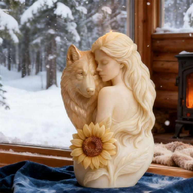 Wolf Girl Flower Silicone Candle Mold Easy Demolding Heat Resistant for Epoxy Resin Making Candle Soap Holiday Presents