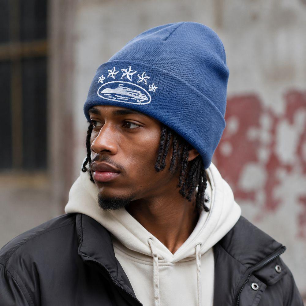 Star Embroidery Cuffed Beanie Hat Stretch Fit Knit Cap Fashion Winter Beanie Men Women