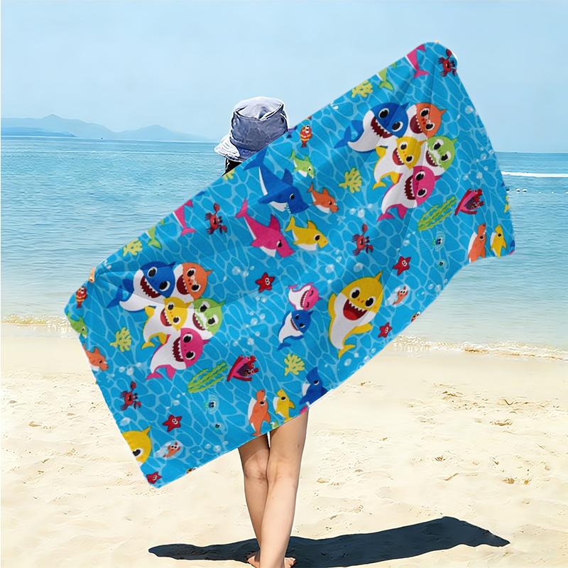 1Pc Baby Shark Family Adventure Beach Towel Microfiber Beach Towel Thin Absorbent For Beach Swimming Yoga Bath Sports 0917306