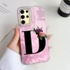 A-Z Black Letter Peony Flower  Shockproof Phone Case For Samsung Galaxy S25 Edge S24 FE Plus Ultra Couple Silicone Fundas Cover