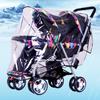 Windproof Twin Baby Stroller Rain Cover for Double Seat Pushchair Front Back