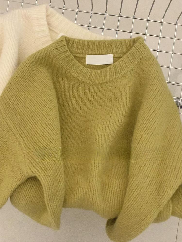 

Свитер женский зимний пуловер свитер для девочек свитер большого размера вязаные топы винтажный длинный рукав осенняя женская вязаная верхняя одежда теплая тянуть One Size зелёный