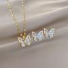 Exquisite Zircon Butterfly Earrings Necklace Jewelry Set Women's Stainless Steel Butterfly Flower Clavicle Necklace Jewelry