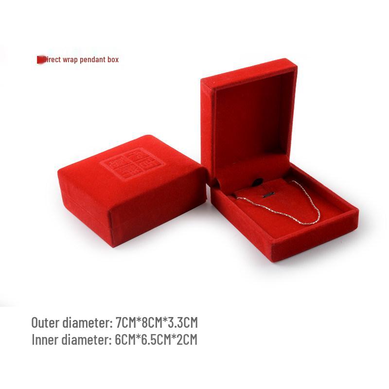 Red Flocking Jewelry Storage Box for Rings, Pendants, Bracelets, Beads, and Necklaces - Gift Box