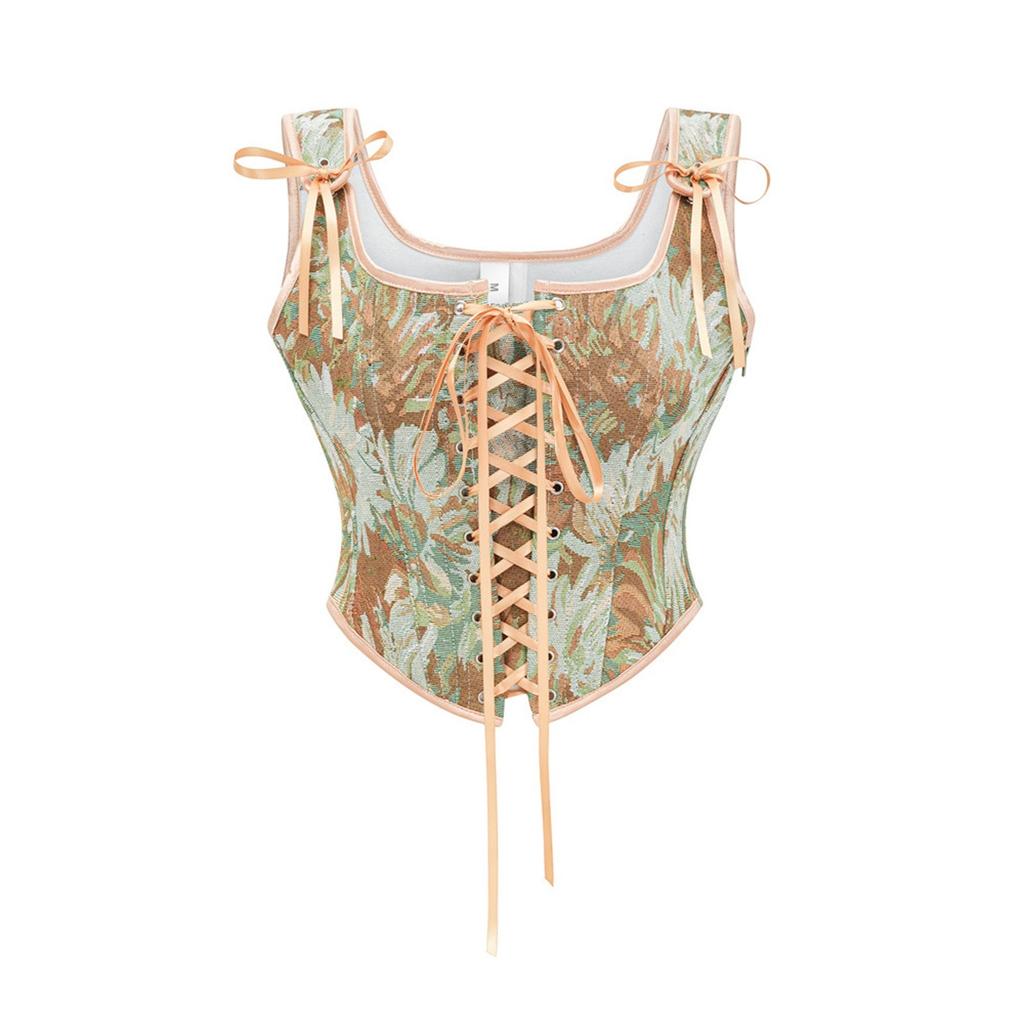 Sexy Front Strap Fishbone Chest Support Bra Shoulder Strap Vest Waist Corset Top