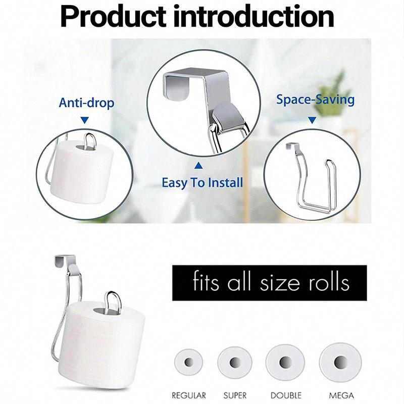 Over The Cabinet Door Paper Towel Holder Stainless Steel Hanging Toilet Roll Holder For Kitchen Bathroom No Drilling