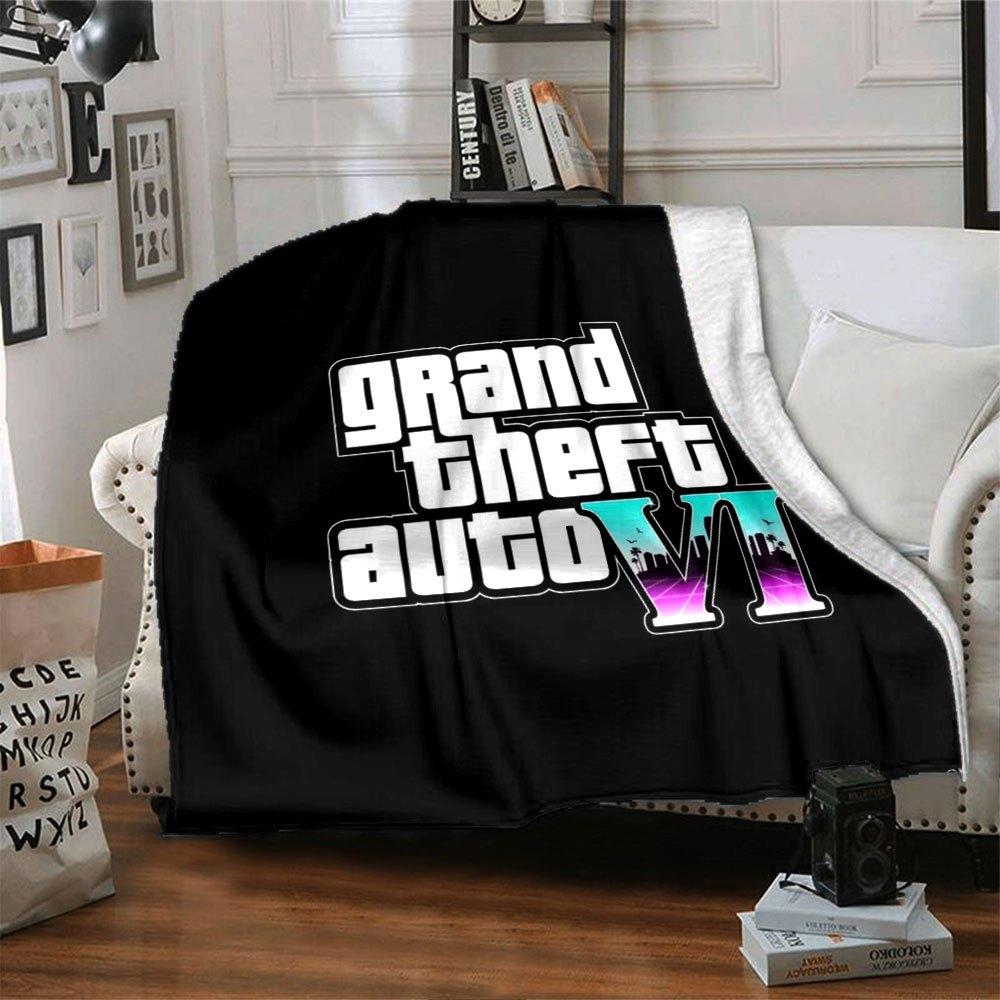 1pc Grand Theft Auto Soft Flannel Blanket with Designer Print A cozy blanket for all seasons, perfect for the couch, bed, office