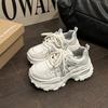 Fashion and Comfortable Versatile Muffin Shoes Women's Casual Thick-soled Heightening Dad Shoes Summer New Rhinestone Mesh Sneakers
