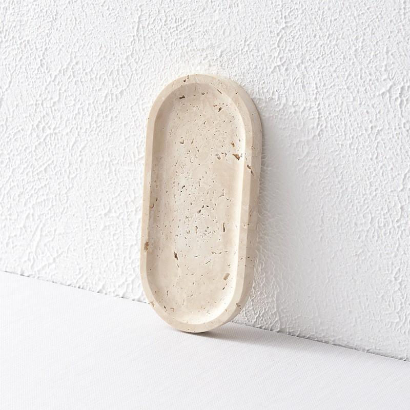 Natural Marble Soap Dispenser Tray Hotel Bathroom Vanity Organizer Modern Minimalist Decorative Serving Dish