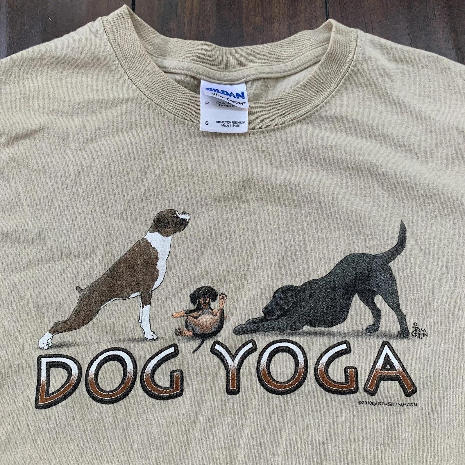 Dog Yoga Vintage T Shirt 90s Style Animals Cute Funny Y2K Sports Rap Cats S