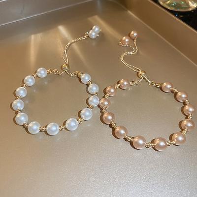 French Pearl Geometric Pull-out Bracelet Fashion Temperament Adjustable Jewelry