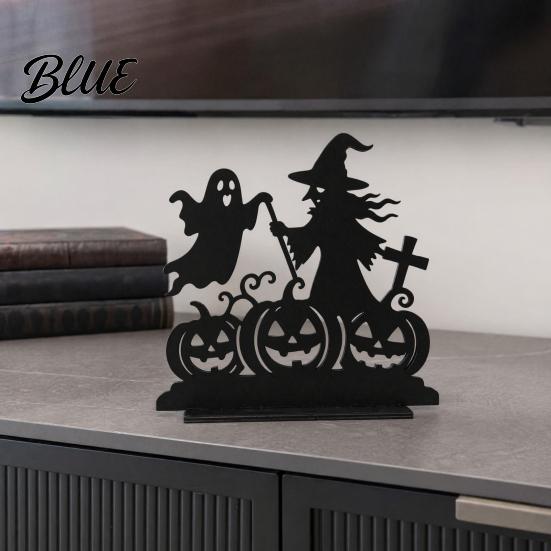 Haunted House Decoration Witch Wooden Table Centerpiece Spooky Castle Black Cat Standing Halloween