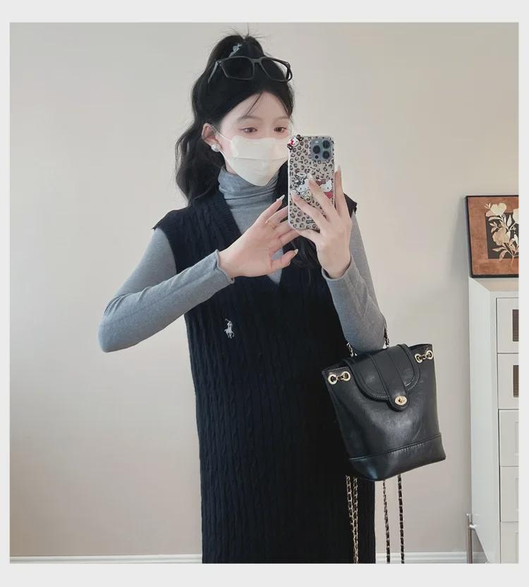 Korean Style Maternity Vest and Skirt Set with Bottoming Shirt