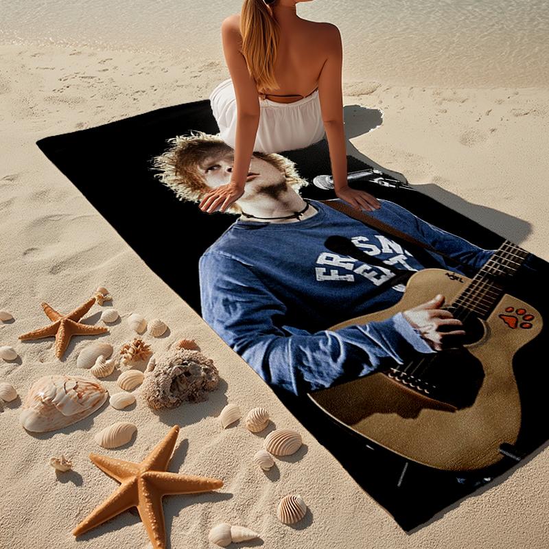 Ed Music Guitar Beach Towel, Super Soft Microfiber, Gift for Her/Him, Birthday, for Pool, Beach, Travel, Home Decor Fan Gifts