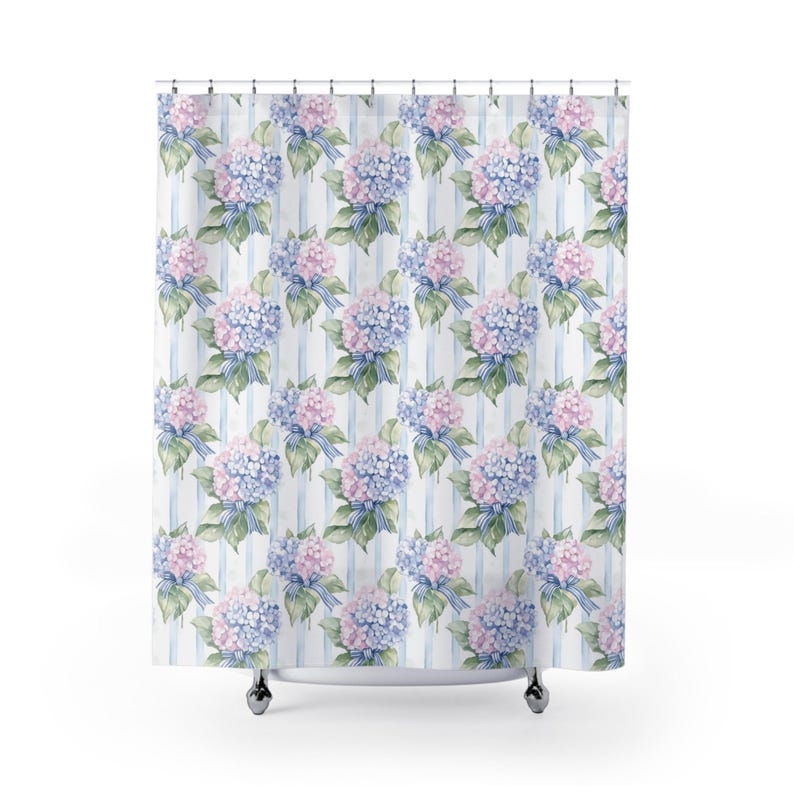 Hydrangea Floral Shower Curtain - Vibrant Bathroom Decor, Spring Theme, Perfect Gift For Her