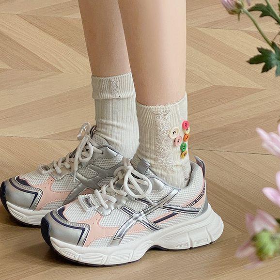Thick-soled lightweight retro heightening soft-soled sports shoes women's summer new models show their feet, small Hong Kong style Paris dad shoes