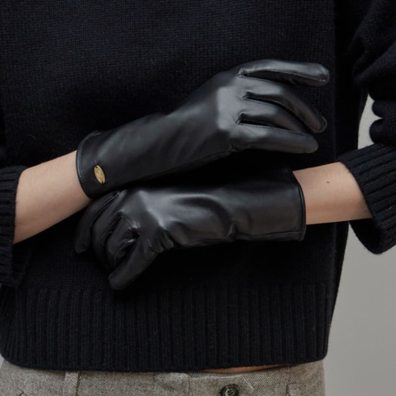 Fromwhere Leather Gloves Black