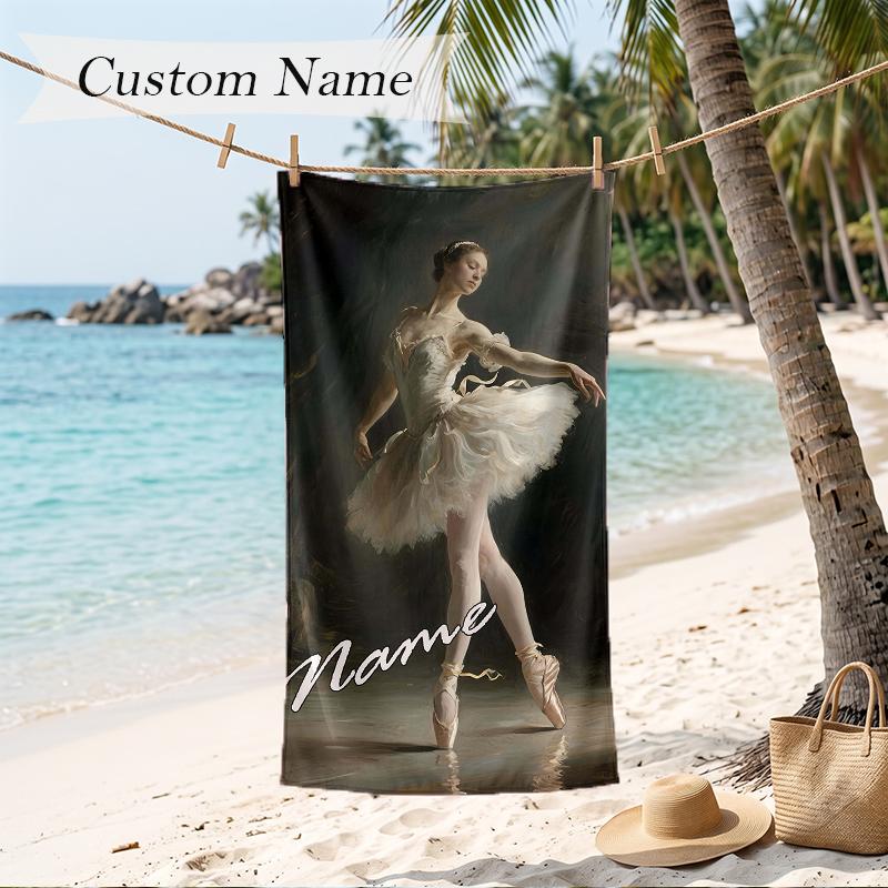 Elegantes Ballett Individuell Bedrucktes Strandtuch Personalisierbares Weiches Handtuch Zum Schwimmen Strand Reisen