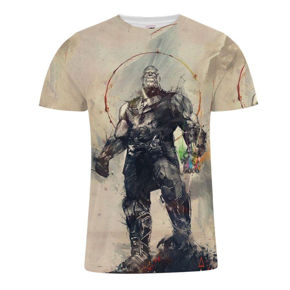 Premium Quality The Avengers Endgame Thanos Men Short Sleeve O-neck Graphic T Shirt Tops Blouse