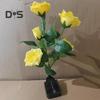 4Pcs Solar Powered Rose Lamp High Efficiency LED Waterproof Outdoor Garden Stake Light with 3D Rose Design