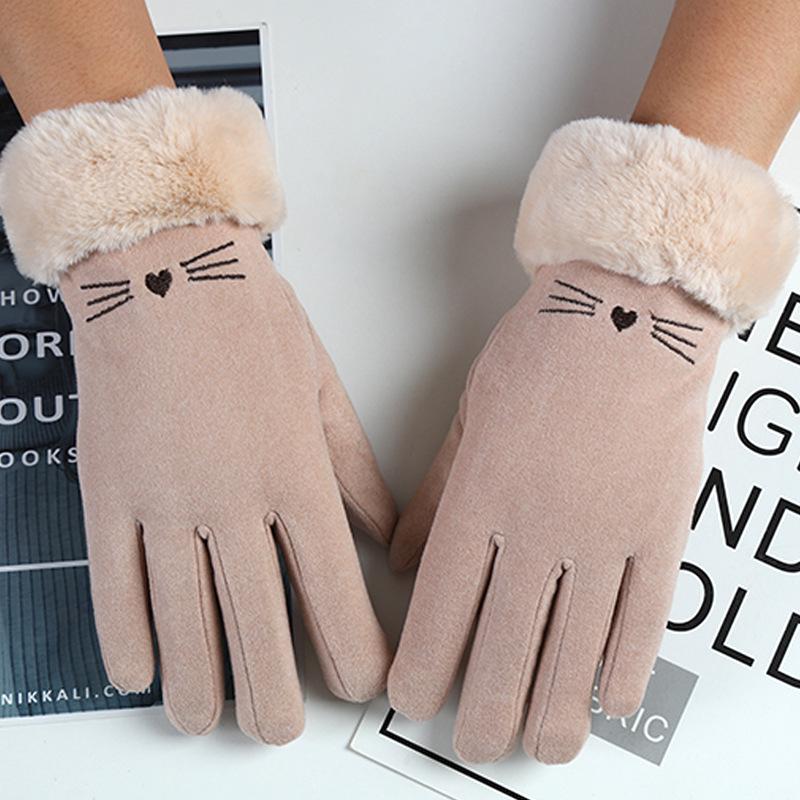 Unisex Fleece-Lined Suede Gloves for Outdoor Cycling and Driving - Cold-Proof, Touchscreen-Enabled for Autumn and Winter.