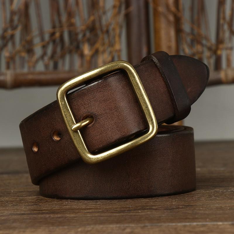 La modă la modă, piele, cu cataramă, centură pentru bărbați, piele pură de vacă, versatil, curea de blugi retro pentru bărbați