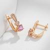 Rose Gold Color Drop Earrings For Women Elegant Fashion Pink Natural Zircon Accessories Daily Matching Jewelry