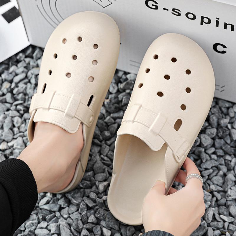 Summer Men EVA Slippers New Half Slippers Men's Trend Cool Slippers Baotou Hollow Breathable Casual White Shoes Men Shoes Tenis