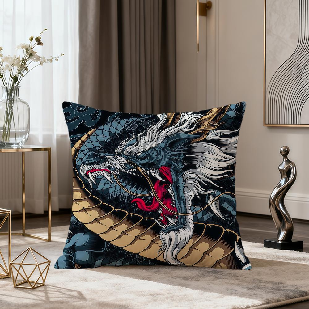 Fashion Red Dragon Dragon Art Colorful Soft Pillow Cover Sofa Home Living Room Office Decor Protective Covers Hogar Pillowcase