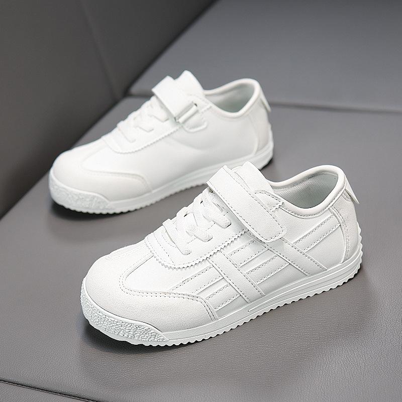 

2025 autumn striped children s Forrest Gump shoes solid color soft sole children s sports shoes boys and girls running shoes student board shoes 38 белый