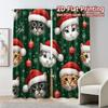 Set Of 2 Flat Printing Jit Curtains Without Rod Festive Feline Quartet Print Popular Durable Polyester Fabric Curtain Made