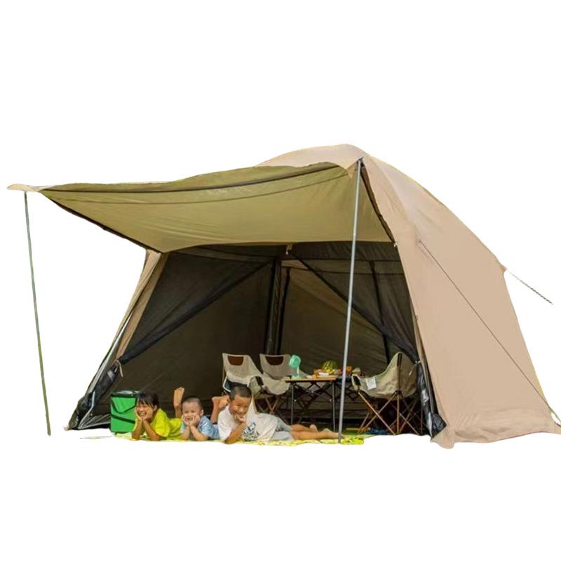 Four-Season Ventilated Camping Tent: Mesh Sunshade, Mosquito Repellent, Rainproof Shelter