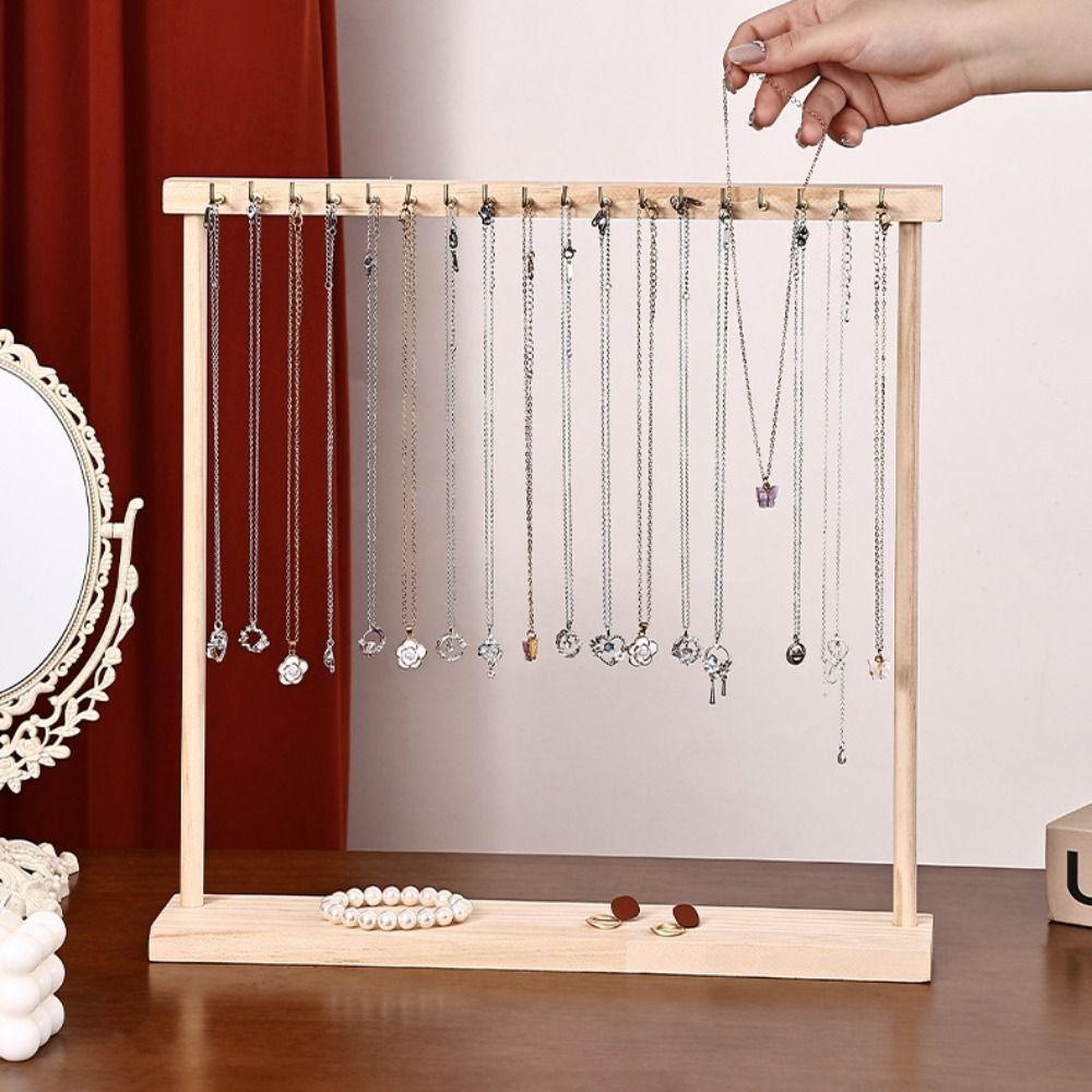 Portable Wood Necklace Stand Exquisite Jewelry Jewelry Holder Necklace Hanging Rack  Desk