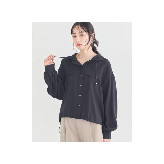 earth music&ecology earth music&ecology sheer shirt blouson (black)