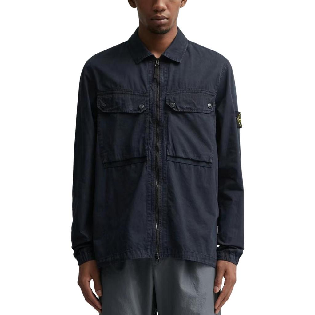 STONE ISLAND Old Effect Overshirt Navy Blue Men Tops 7915102WN-V0120