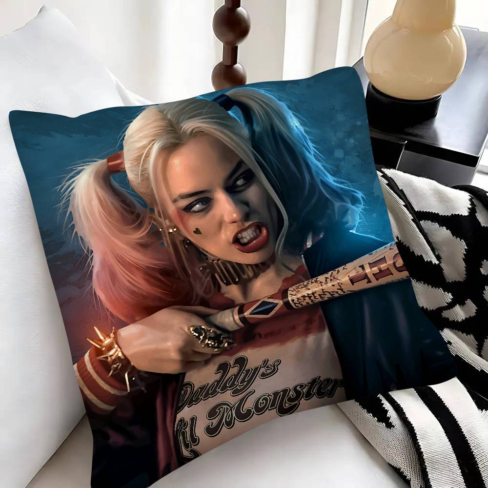 Movie Characters HHarley QQuinn Pillow Case Fashion Square Pillowcase Bedroom Sofa Room Ins Decoration Leisure