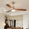 French Mid-Century Solid Wood Smart Ceiling Fan for Home & Restaurant