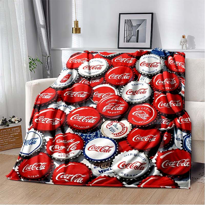 Coca-Cola Polar Bear Flannel Blanket, Vintage Throw Blanket for Bedroom